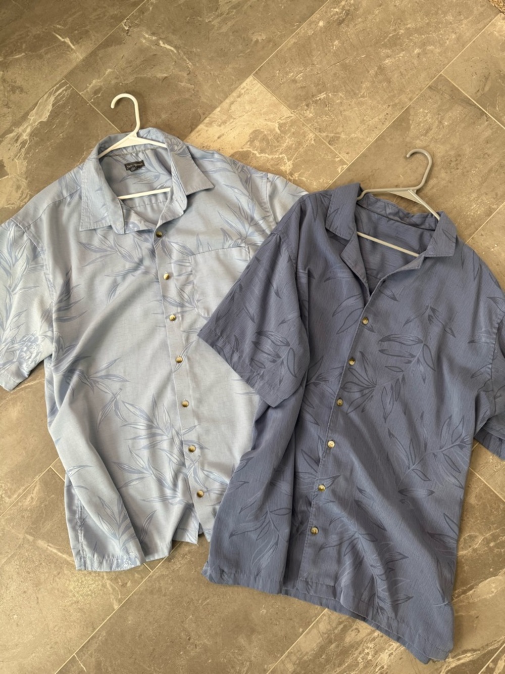 Van Heusen Men’s Short-Sleeve Button-Down Shirt Duo in Light Blue and Slate Blue